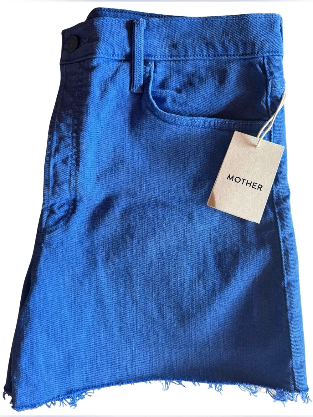 Mother Denim The Skipper Short N’ Long Fray 33 Cats And Dogs Victoria Blue $198